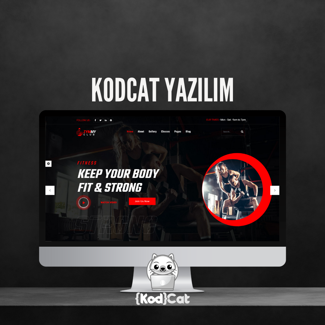 Mersin'de web tasarım ve dijital pazarlama hizmeti veren Kodcat Bilişim tarafından geliştirilen Gym Web Tasarım Görseli
