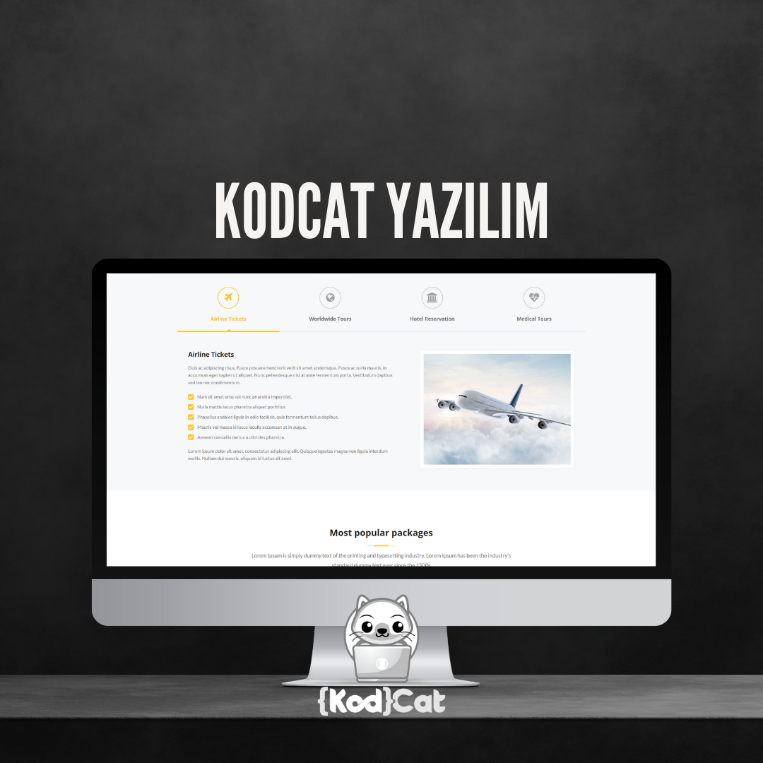 Mersin'de web tasarım ve dijital pazarlama hizmeti veren Kodcat Bilişim tarafından geliştirilen Tur Webtasarım Görseli