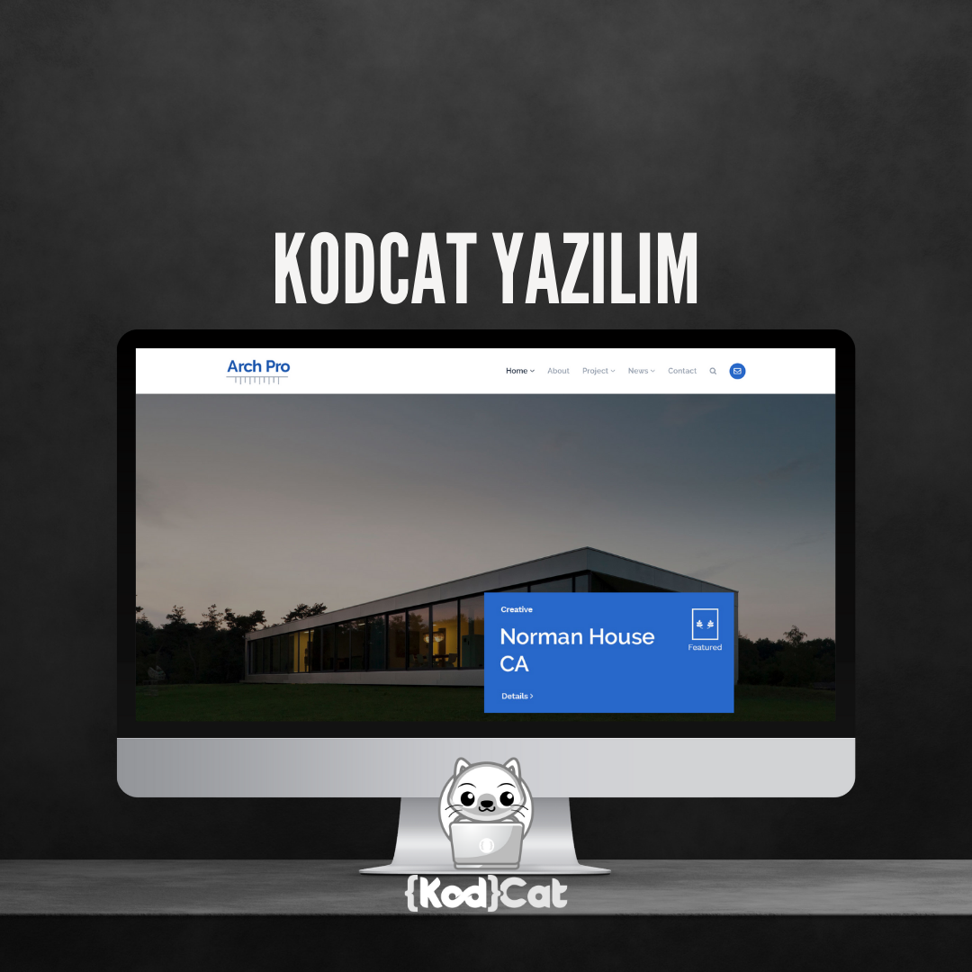 Mersin'de web tasarım ve dijital pazarlama hizmeti veren Kodcat Bilişim tarafından geliştirilen Mimar Websitesi Görseli